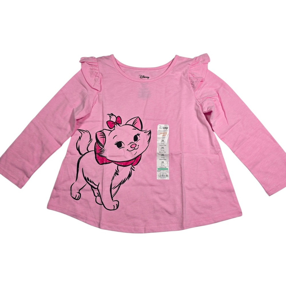 Disney Girl 24M Cat Marie Aristocats Pink Long Sleeve Ruffle Swing Tee Infant